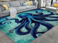 Printed canvas octopus style large hook rug kit, the finished product can be used for home display, home decoration or DIY rug.