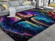 Printed Canvas Colorful World Tree Style Large Hook Rug Kit, finished product can be used for home display, home decoration or DIY rug.