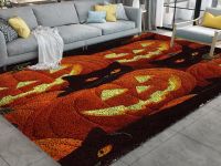 Halloween pumpkin and cat pattern large hook rug kit, finished product can be used for home display, home decoration or DIY rug.