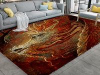 Printed Canvas Golden Design Dragon Style Large Hook Rug Kit, finished product can be used for home display, home decoration or DIY rug.