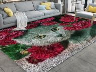 Large shackle rug kit in colorful cat print pattern, finished product can be used for home display, home decoration or DIY rug.