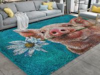 Printed canvas pig and flower style large shackle rug kit, finished product can be used for home display, home decoration or DIY rug.